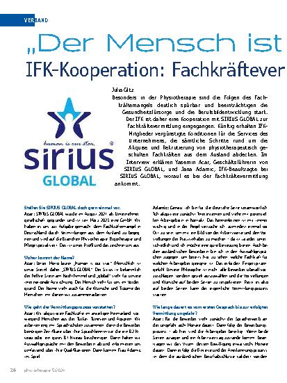 Vorschauseite 1: „Der Mensch ist unser Stern“ FK-Kooperation: Fachkräftevermittlung mit SIRIUS GLOBAL
