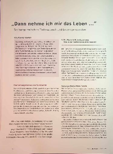 Vorschauseite 1: „Dann nehme ich mir das Leben. .. " Seelsorge zwischen Todeswunsch und Lebensperspektive