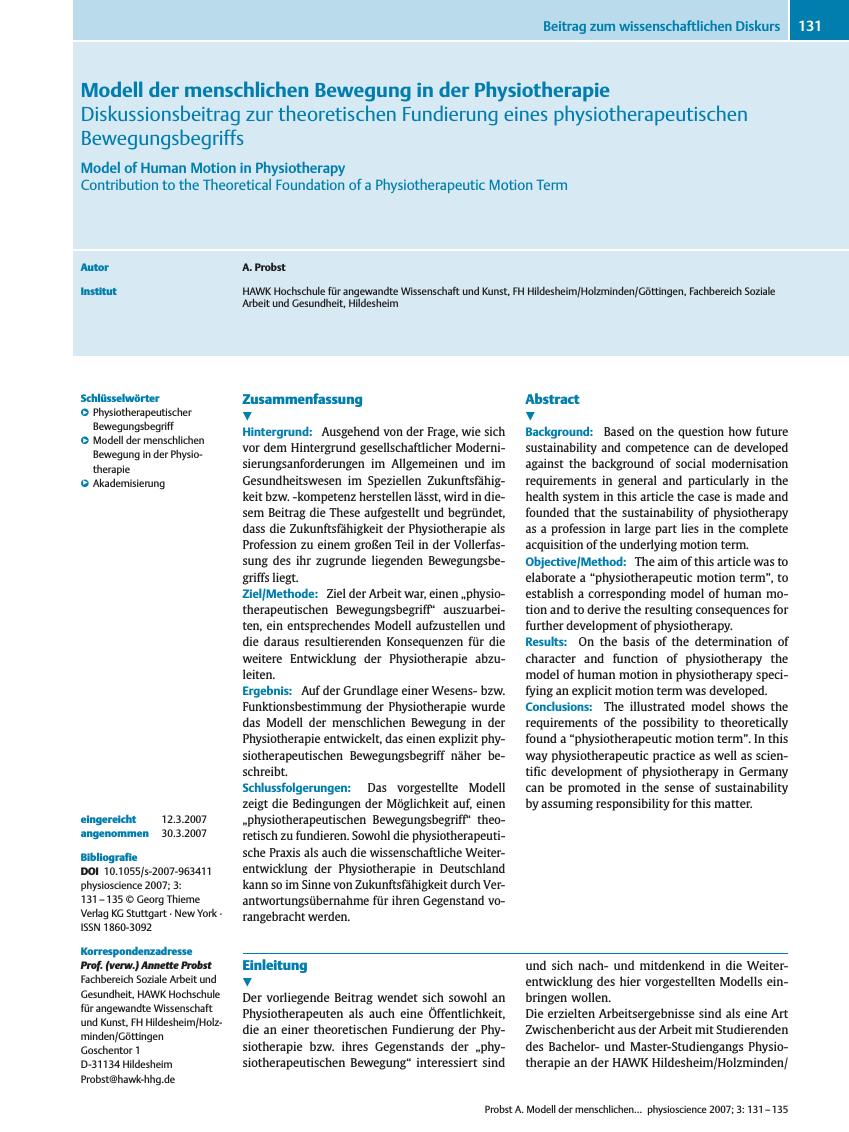 Vorschauseite 1: Modell der menschlichen Bewegung in der Physiotherapie