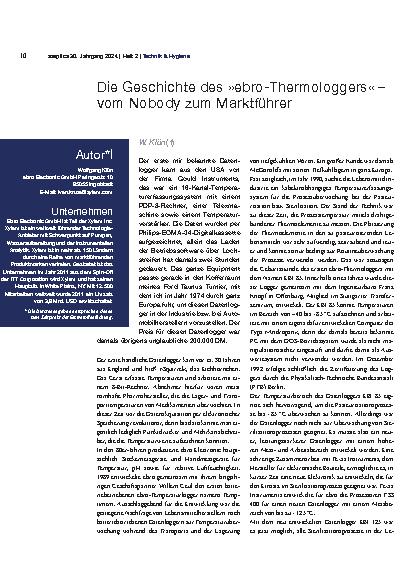 Vorschauseite 1: Die Geschichte des „eBro-Thermologgers“ – vom Nobody zum Marktführer