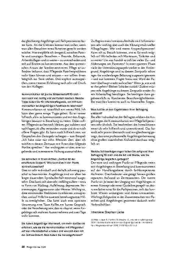 Vorschauseite 3: Eine zugewandte und interessierte Haltung ausstrahlen“ - Kommunikation mit Angehörigen