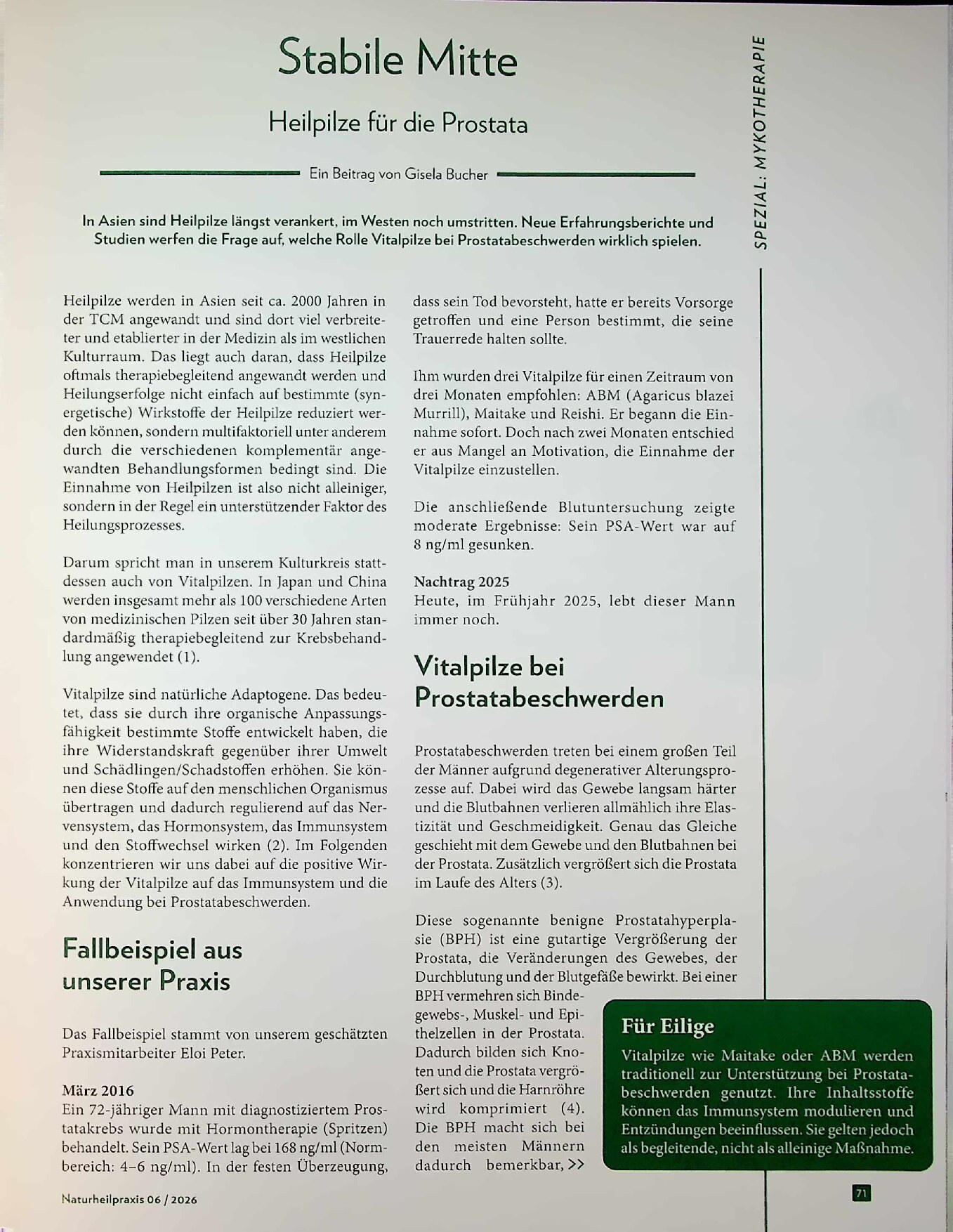 Vorschauseite 1: Heilpilze für die Prostata