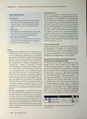 Vorschauseite 3: Kompatibilität parenteraler Arzneimittel mit parenteraler Ernährung im Infusionssystem
