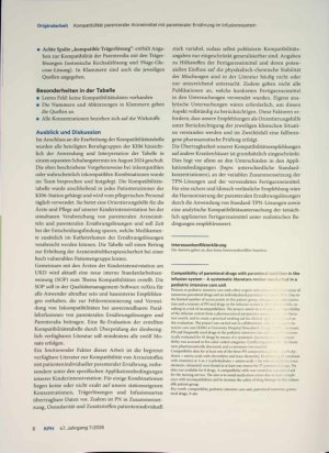 Vorschauseite 6: Kompatibilität parenteraler Arzneimittel mit parenteraler Ernährung im Infusionssystem