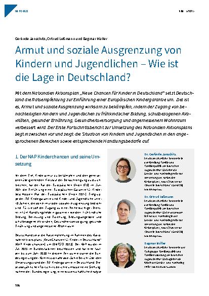 Vorschauseite 1: Armut und soziale Ausgrenzung von Kindern und Jugendlichen – Wie ist die Lage in Deutschland?