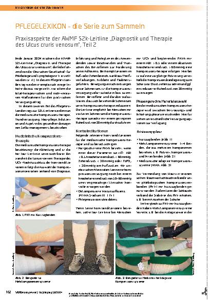 Vorschauseite 1: Praxisaspekte der AWMF S2k-Leitlinie „Diagnostik und Therapie des Ulcus cruris venosum“, Teil 2