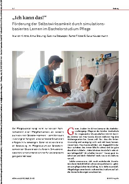 Vorschauseite 1: „Ich kann das! “ Förderung der Selbstwirksamkeit durch simulationsbasiertes Lernen im Bachelorstudium Pflege