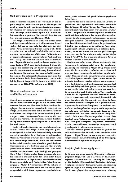 Vorschauseite 2: „Ich kann das! “ Förderung der Selbstwirksamkeit durch simulationsbasiertes Lernen im Bachelorstudium Pflege