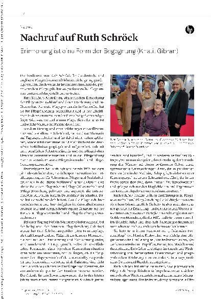 Vorschauseite 1: Nachruf auf Ruth Schröck