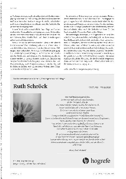 Vorschauseite 2: Nachruf auf Ruth Schröck