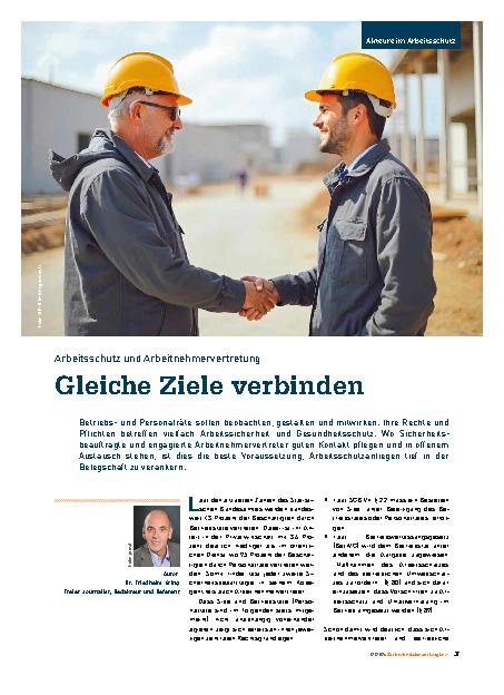 Vorschauseite 1: Arbeitsschutz und Arbeitnehmervertretung: Gleiche Ziele verbinden