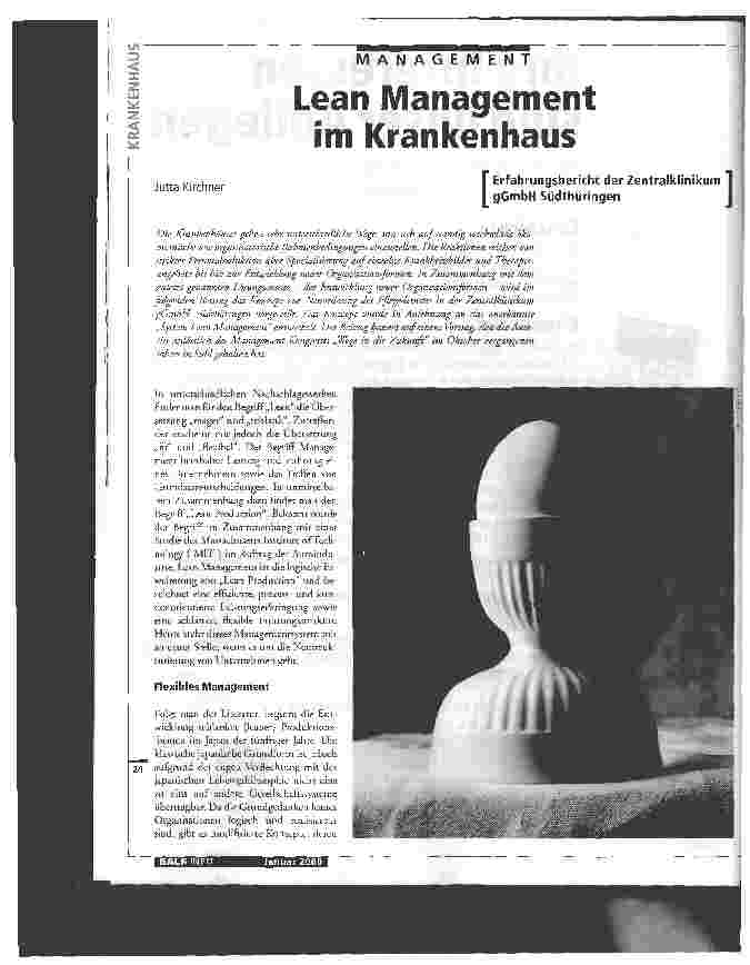 Vorschauseite 1: Lean Management im Krankenhaus Erfahrungsbericht der Zentralklinikum gGmbH Südthüringen