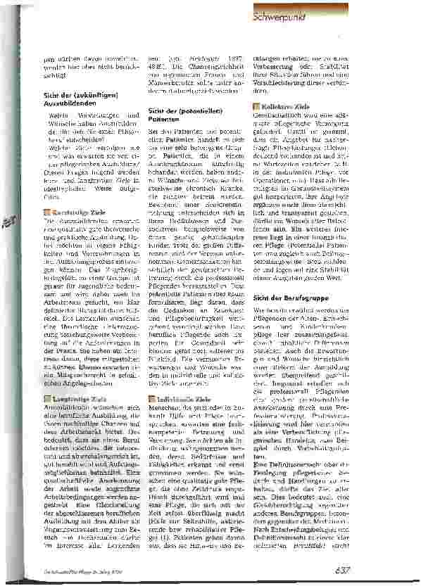 Vorschauseite 2: Pflegeausbildung hat viel zu bieten Ausbildung in sich verändernden Strukturen