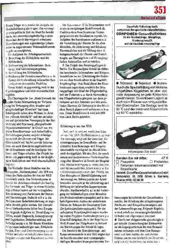Vorschauseite 2: Ambulante Dienste: Koordination und Kooperation tun not. In der ambulanten Pflege fehlt ein EDV-gestütztes Informationssystem.