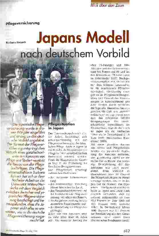 Vorschauseite 1: Japans Modell nach deutschem Vorbild Pflegeversicherung