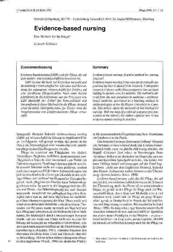 Vorschauseite 1: Evidence-based nursing Eine Methode für die Pflege?
