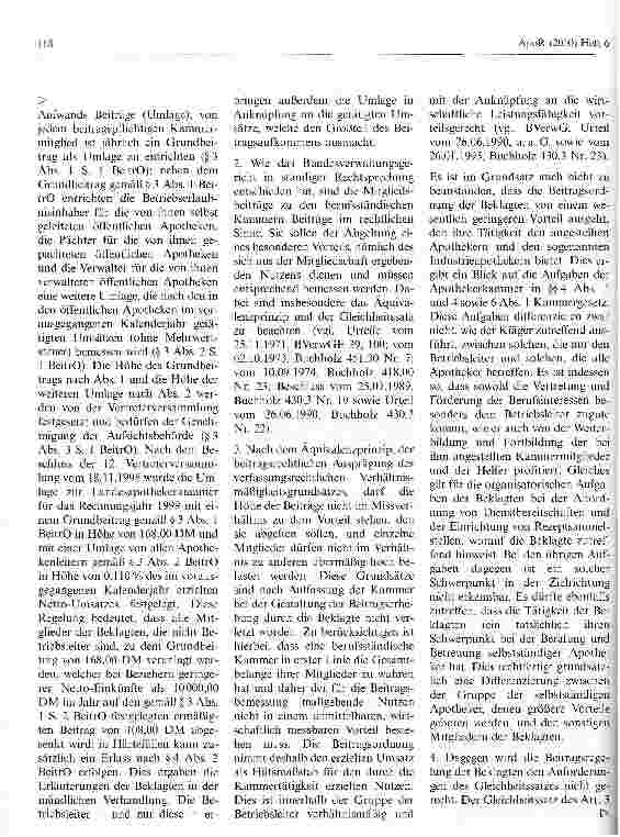 Vorschauseite 3: Apothekerkammerbeiträge Verwaltungsgericht Stuttgart, Urteil vom 20.10.2000