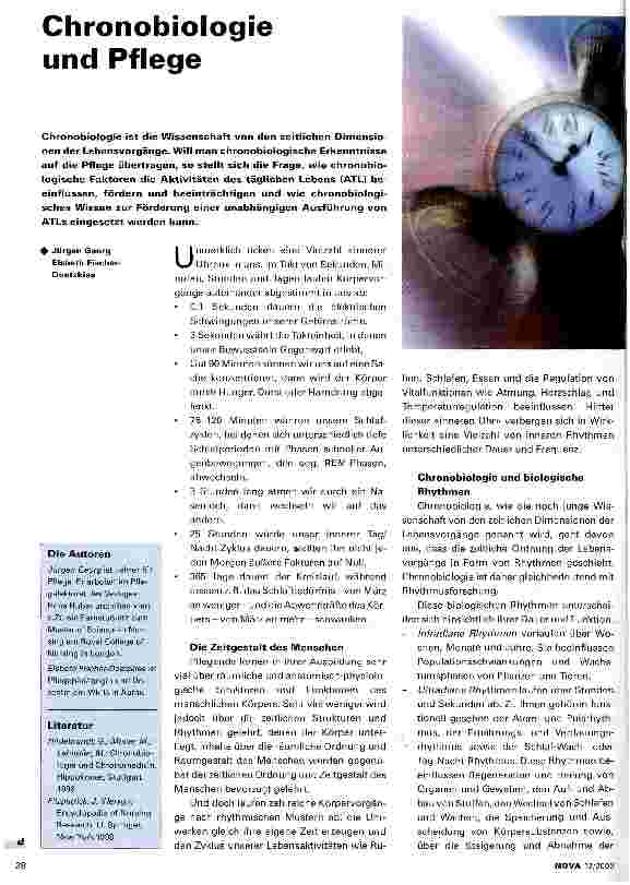Vorschauseite 1: Chronobiologie und Pflege