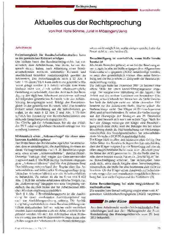 Vorschauseite 1: Aktuelles aus der Rechtsprechung
