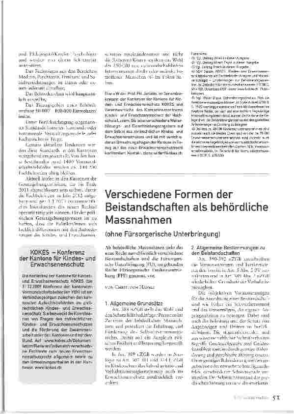 Vorschauseite 1: Verschiedene Formen der Beistandschaften als behördliche Massnahmen