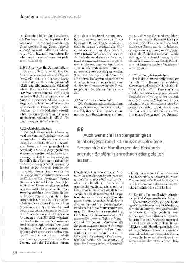Vorschauseite 2: Verschiedene Formen der Beistandschaften als behördliche Massnahmen