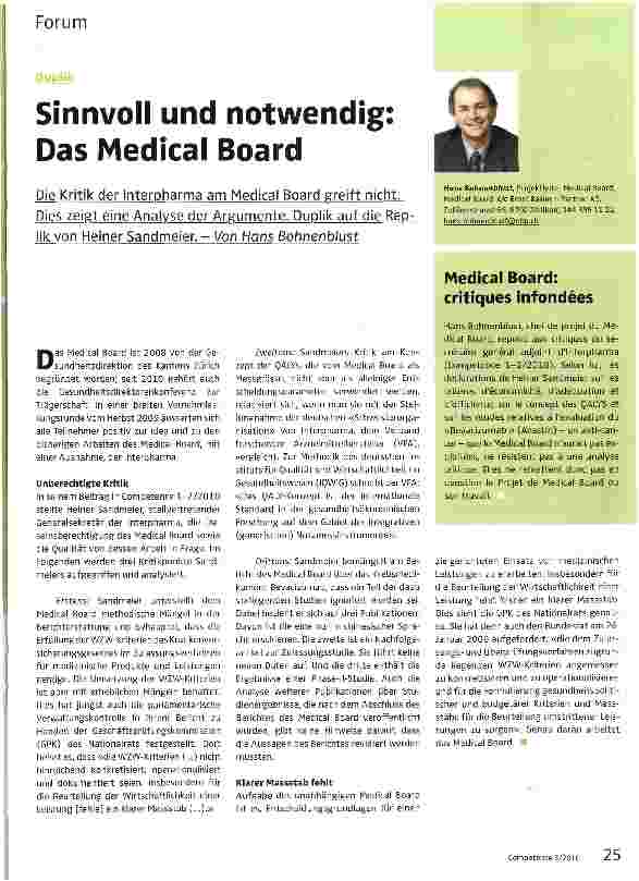 Vorschauseite 1: Sinnvoll und notwendig: Das Medical Board