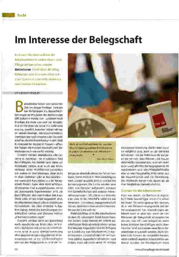 Vorschauseite 1: Im Interesse der Belegschaft