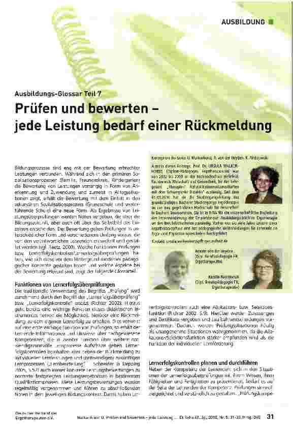 Vorschauseite 1: Ausbildungs-Glossar Teil 7 Prüfen und bewerten - jede Leistung bedarf einer Rückmeldung