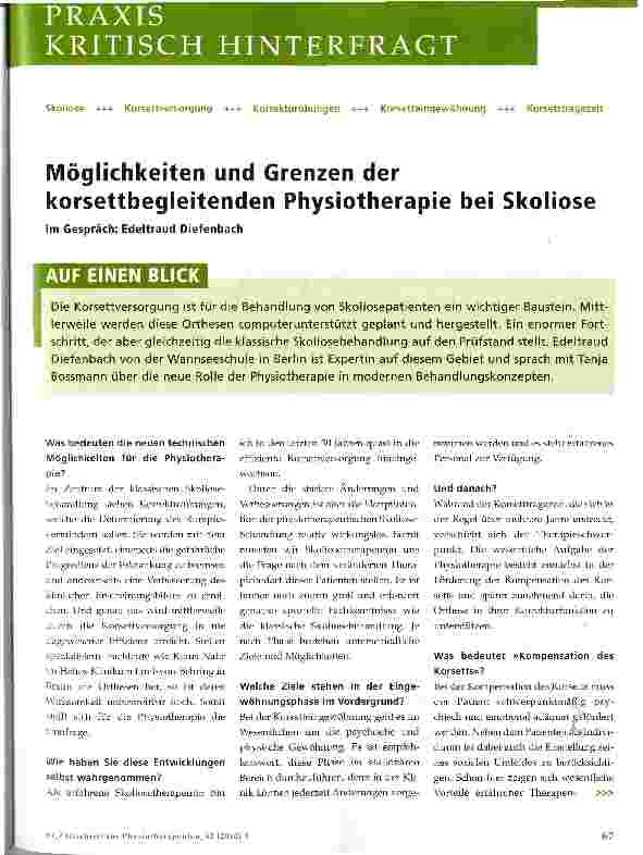 Vorschauseite 1: Möglichkeiten und Grenzen der korsettbegleitenden Physiotherapie bei Skoliose