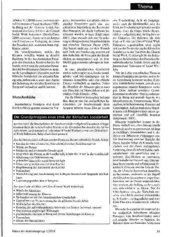 Vorschauseite 2: Der Einzelfall zähltIn der Klinischen Sozialarbeit können ethische Grundprinzipien nur allgemeine Leitlinien sein