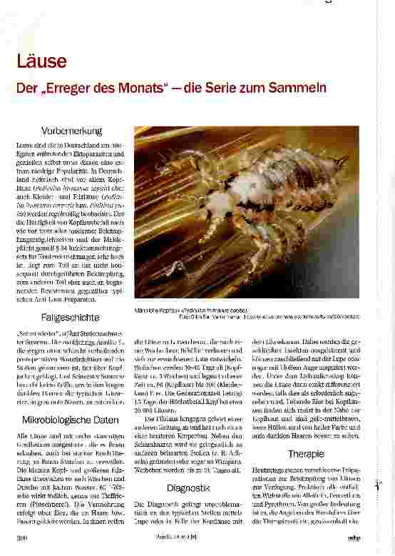 Vorschauseite 1: LäuseDer „Erreger des Monats -die Serie zum Sammeln