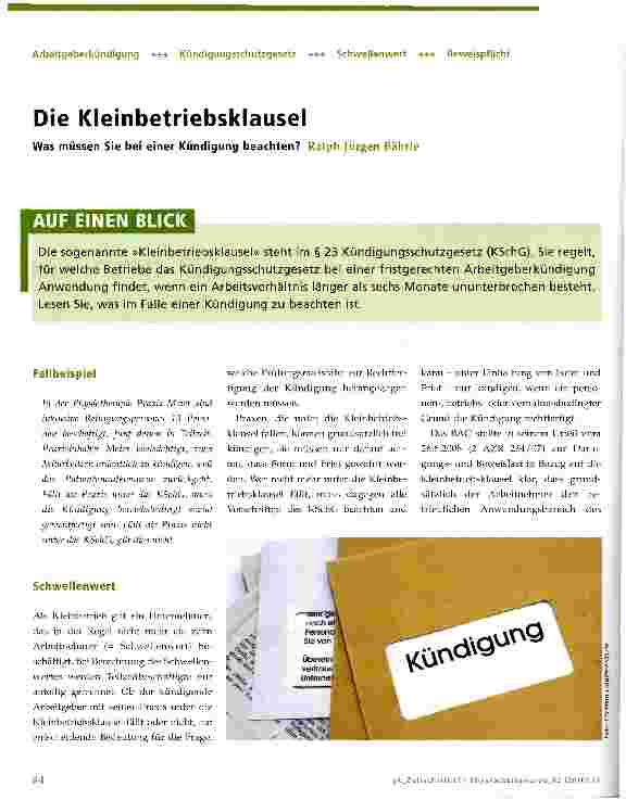 Vorschauseite 1: Die Kleinbetriebsklausel
