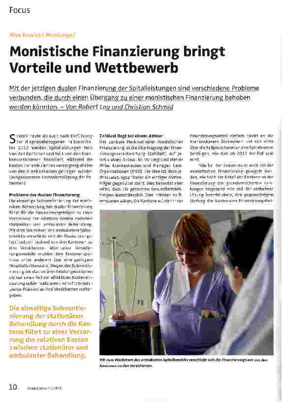 Vorschauseite 1: Monistische Finanzierung bringt Vorteile und Wettbewerb