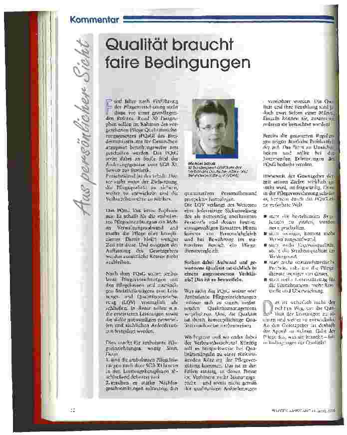 Vorschauseite 1: Qualität braucht faire Bedingungen Kommentar