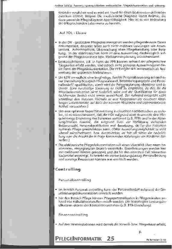 Vorschauseite 5: Auswertungsmöglichkeiten elektronischer Pflegedokumentation und -planung Projektarbeit im Rahmen des Modul II der Weiterbildung zur Leitung einer Station oder Einheit
