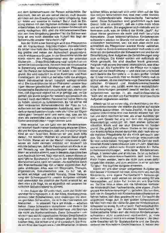 Vorschauseite 2: Zum Selbstverständnis der Kinderkrankenschwester