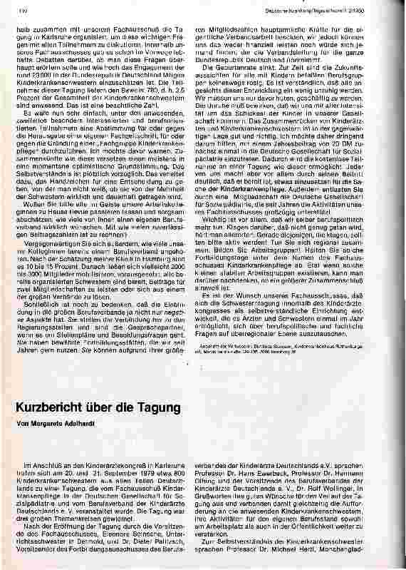 Vorschauseite 3: Zum Selbstverständnis der Kinderkrankenschwester