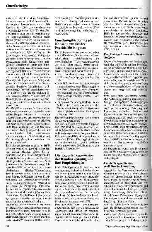 Vorschauseite 2: 15 Jahre nach der Psychiatrie-Enquete Die Situation der Psychiatrie und der psychiatrischen Krankenpflege