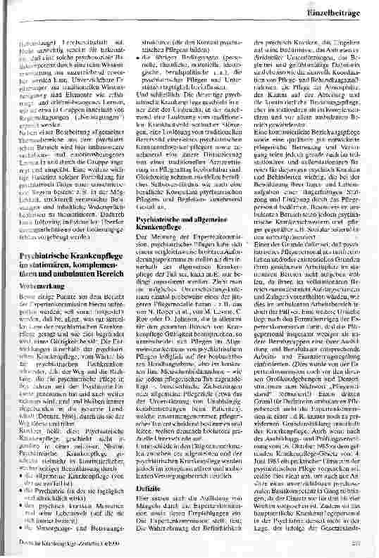 Vorschauseite 5: 15 Jahre nach der Psychiatrie-Enquete Die Situation der Psychiatrie und der psychiatrischen Krankenpflege
