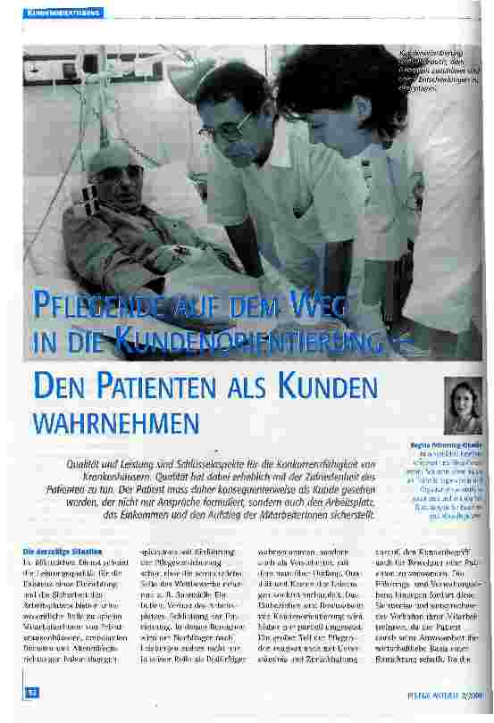 Vorschauseite 1: Pflegende auf dem Weg in die Kundenorientierung - den Patienten als Kunden wahrnehmen