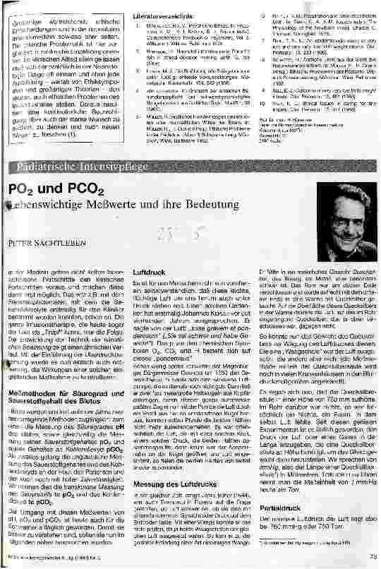 Vorschauseite 1: PO2 und PCO2 Lebenswichtige Meßwerte und ihre Bedeutung
