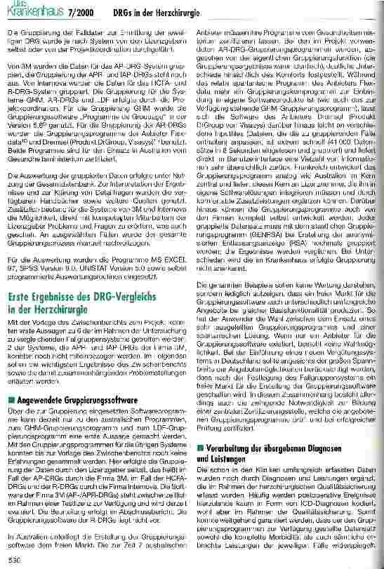 Vorschauseite 6: Empirischer Vergleich von Patientenklassifikationssystemen auf der Grundlage von DRGs in der Herzchirurgie Erste Ergebnisse eines Praxisprojekts an 18 Kliniken