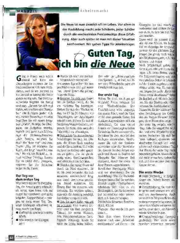 Vorschauseite 1: Guten Tag, ich bin die Neue