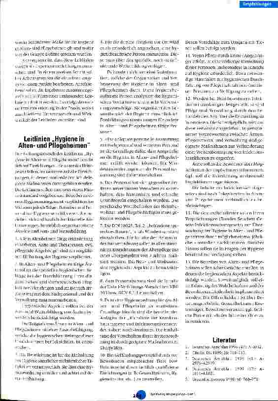 Vorschauseite 2: Leitlinien zur Hygiene in Altenund Pflegeheimen