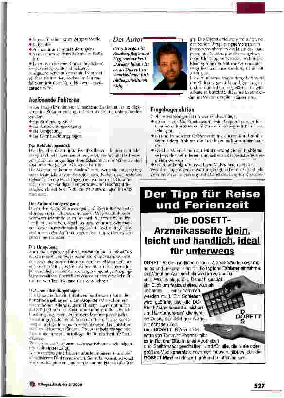 Vorschauseite 3: Textilekzeme sind gar nicht so selten Gesundheitsbeeinträchtigungen durch Dienstkleidung - Teil 1: