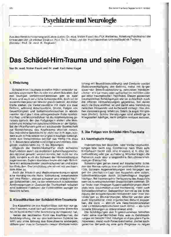 Vorschauseite 1: Das Schädel-Hirn-Trauma und seine Folgen