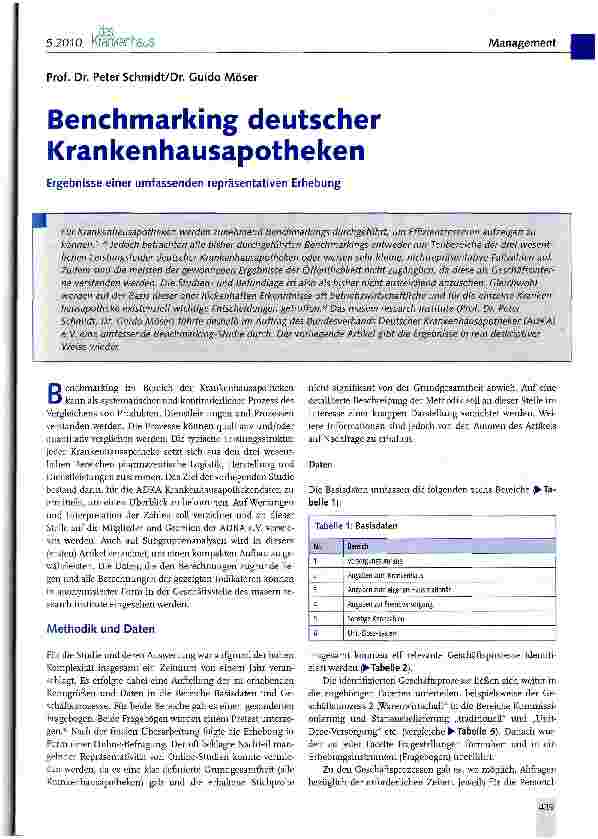 Vorschauseite 1: Benchmarking deutscher Krankenhausapotheken