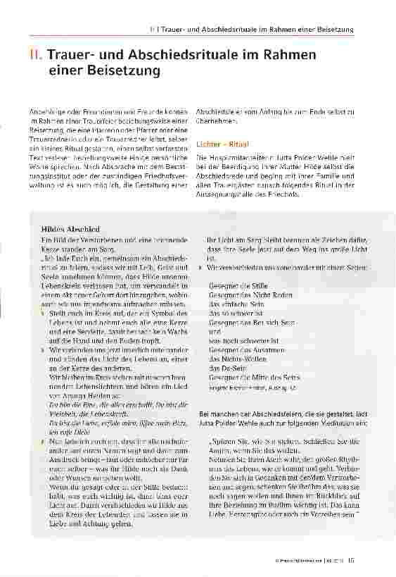 Vorschauseite 1: II. Trauerund Abschiedsrituale im Rahmen einer Beisetzung