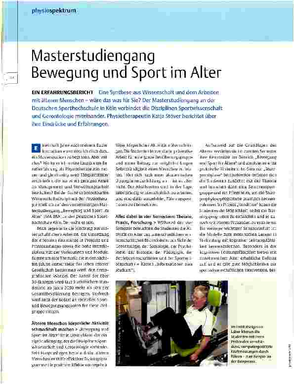 Vorschauseite 1: Masterstudiengang Bewegung und Sport im Alter