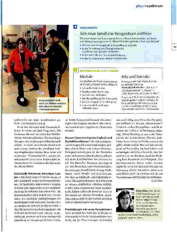 Vorschauseite 2: Masterstudiengang Bewegung und Sport im Alter